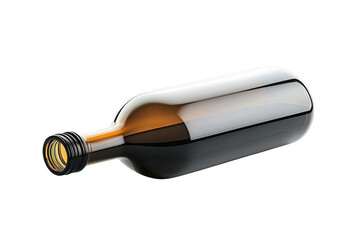 Amber glass wine bottle elegant design studio shot on black background showcasing sleek lines and rich color perfect for branding and on transparent background