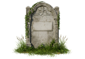 Old Weathered Gravestone with Ivy