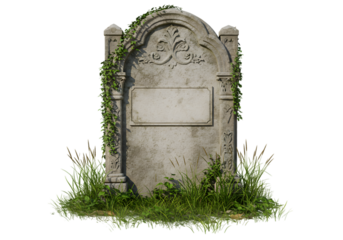 Old Weathered Gravestone with Ivy