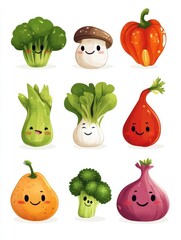 set of cartoon vegetables