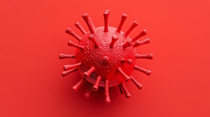 Obraz premium Red Virus Particle Model Microscopic 3D Render Medical Science Illustration