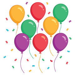 A colorful burst of joy with vibrant balloons and festive confetti scattered in celebration