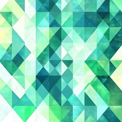 Fototapeta premium A green and blue abstract pattern with triangles and squares
