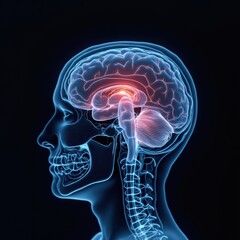 Brain scan with highlighted neural pathways, medical imaging