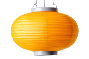 Hanging Yellow Paper Lantern with Silver Accents for Decoration