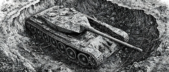Fototapeta premium Buried Tank in a Trench