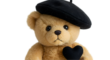 Adorable Teddy Bear in Beret: French Style Stuffed Animal Toy