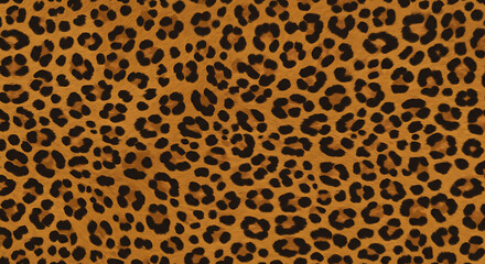 Leopard print texture dark brown spots on golden tan background seamless pattern,  Generative AI