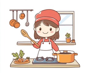 little girl cooking