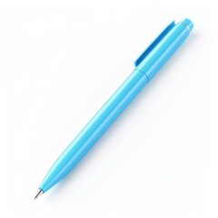 Blue pen writing instrument studio shot, white background, stationery