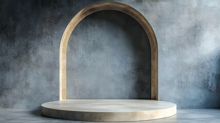 Elegant Concrete Platform with Archway Backdrop Perfect for Product Display or Minimalist Design