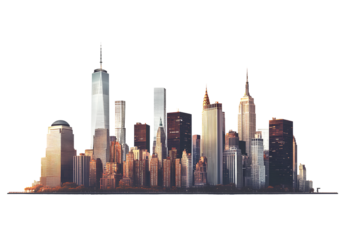 Realistic city skyline with transparent background