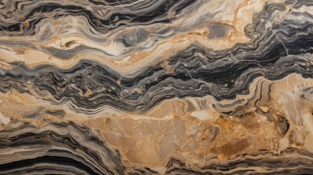 A large piece of rock with a black and brown pattern