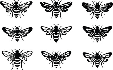 A colorful vector set of butterfly illustrations showcases the beauty of these winged insects, perfect for nature-inspired designs and tattoo patterns