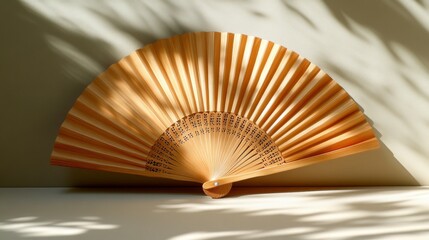 Elegant, light orange paper fan