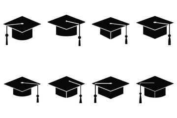 Black silhouette of a graduation cap Bundle