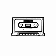 Cartoon-style vector illustration. Vector illustration. Hand-drawn doodle of a Retro audio cassette