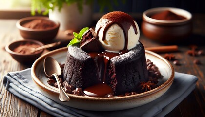 Decadent Chocolate Lava Cake with Vanilla Ice Cream