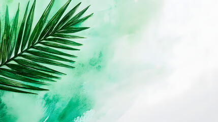 watercolor artwork with a balanced mix of tropical greenery and delicate floral elements in soft pastel tones 