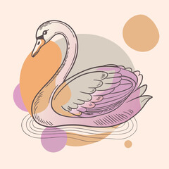 Elegant Swan Floating on Water with Pastel Background