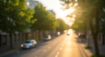 Street with Cars and Sun