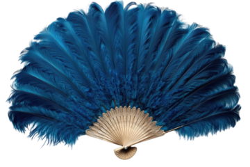 Luxurious Blue Feather Fan on a transparent background