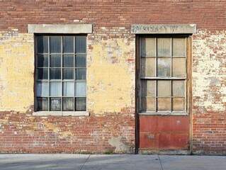Old Building in Dallas Downtown: Brick Architecture in Urban City Wall