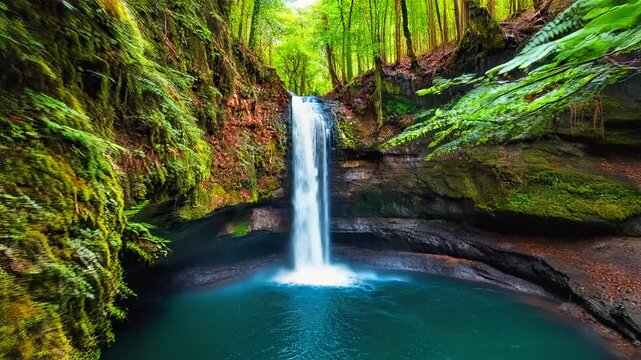 small waterfall in the forest