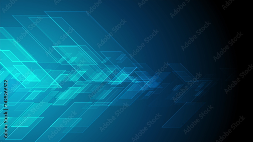 Aufkleber bright blue minimal abstract geometric tech glowing background