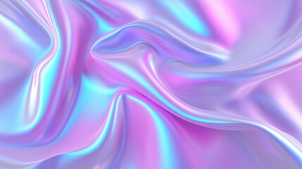 Obraz premium Iridescent silk texture with flowing pink, purple, and blue waves creating a soft and smooth abstract backdrop 