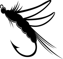 Fly fishing lure icon, Outdoor equipment symbol,vector illustration of a fish