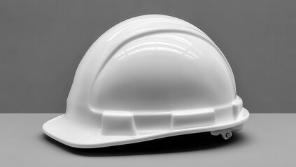 Protective Hard Hat on Grey: A sturdy, white hard hat sits prominently, radiating an aura of safety and industry, ready to shield the wearer.