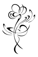 Obraz premium stylized blossoming flower on a curved stem with an ornate pattern; graphic decor