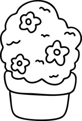 Cute cartoon, gardening, spring, trees, flowers, garden, illustration, hand drawn