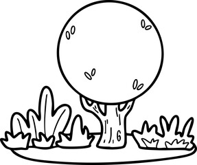 Cute cartoon, gardening, spring, trees, flowers, garden, illustration, hand drawn