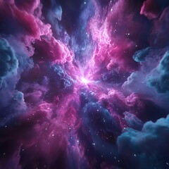 Fototapeta premium Explore the Mystical Colors of a Cosmic Nebula in Deep Space