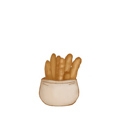 french fries on a white background