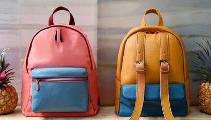 Fototapeta premium two colorful backpacks