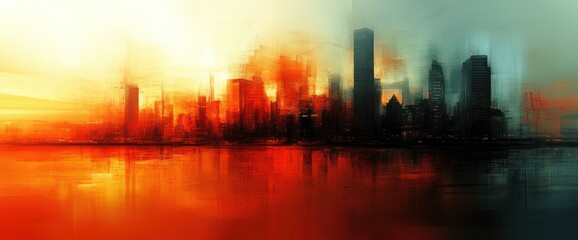 Fototapeta premium Cityscape at Sunrise/Sunset