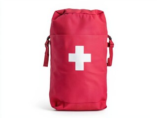 Red Backpack with White Cross Design for Emergency Preparedness