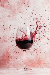 Fototapeta premium Vibrant Red Wine Splash in a Glass Against Textured Background