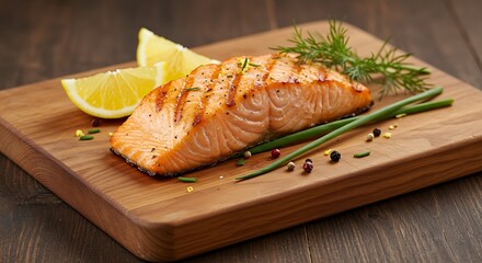 Grilled Salmon Fillet with Lemon and Dill