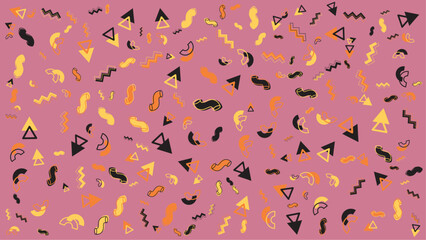 Pink, black, and orange geometric shapes on a vibrant background. Suitable for abstract designs, trendy social media posts, and digital presentations.