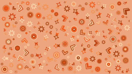 Retro geometric pattern with circles, stars, and arrows. Perfect for backgrounds, textiles, stationery, and digital design projects.