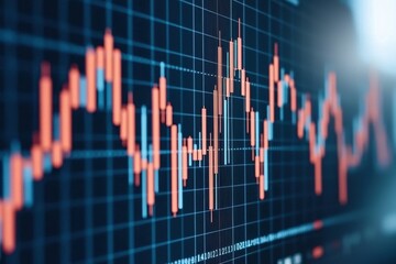 Abstract Stock Market Graph with Red and Blue Candlestick Patterns