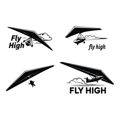 A Hang Glider vector set  with White background