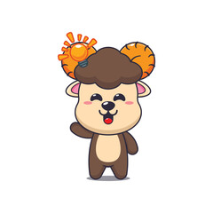 Cute ram cartoon vector illustration get an idea