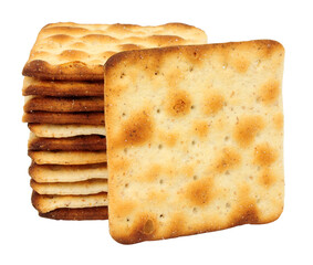 Group of cream crackers savoury cheese biscuits isolated on a white background