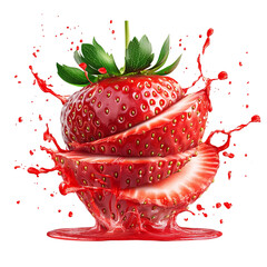  hyper-realistic, whole strawberry appearing fully intact but sliced horizontally into several even layers