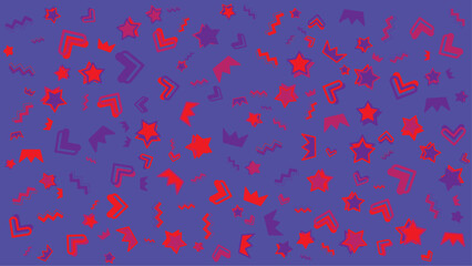 Pattern with red stars and crowns on a purple background, suitable for party invitations, gift wrapping, and festive decorations.